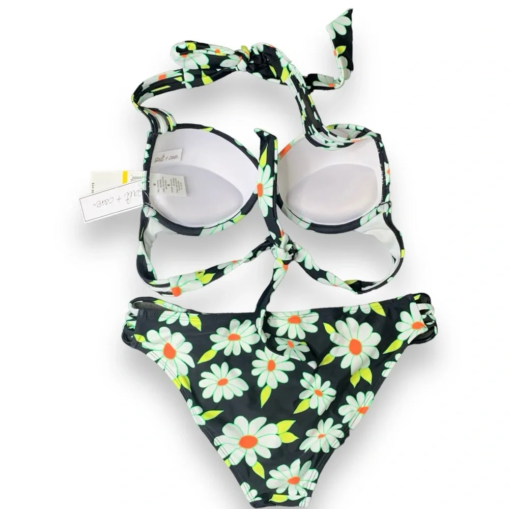 Salt + Cove Juniors' Daisy Dance Underwire Push-Up Bikini swimsuit medium - Picture 2 of 5